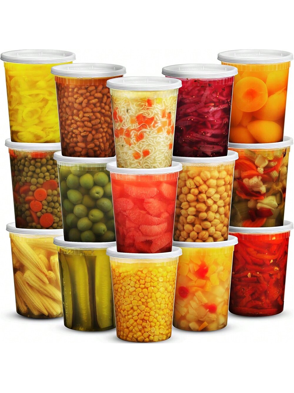 Meal Prep Jars With Lids - ภาชนะบรรจุอาหารสำเร็จรูป24แพ็ค32ออนซ์พร้อมฝาภาชนะเก็บอาหารภาชนะบรรจุอาหารสำเร็จรูปพลาสติกพร้อมฝาน้ำเมือกซุปภาชนะเตรียมอาหาร