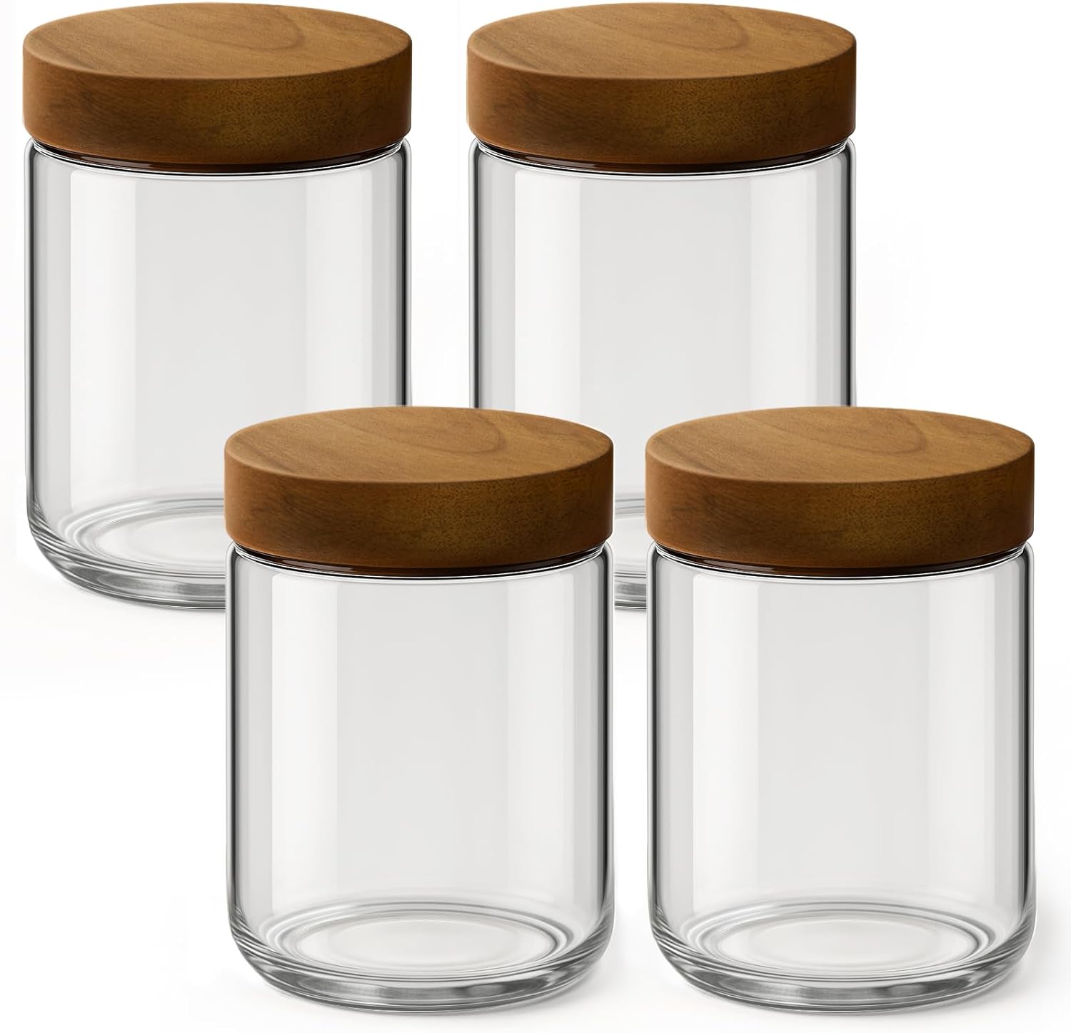 Meal Prep Jars With Lids - ขวดแก้วใส่อาหารแบบมีฝาปิด ขนาด 16 ออนซ์ แพ็ค 4