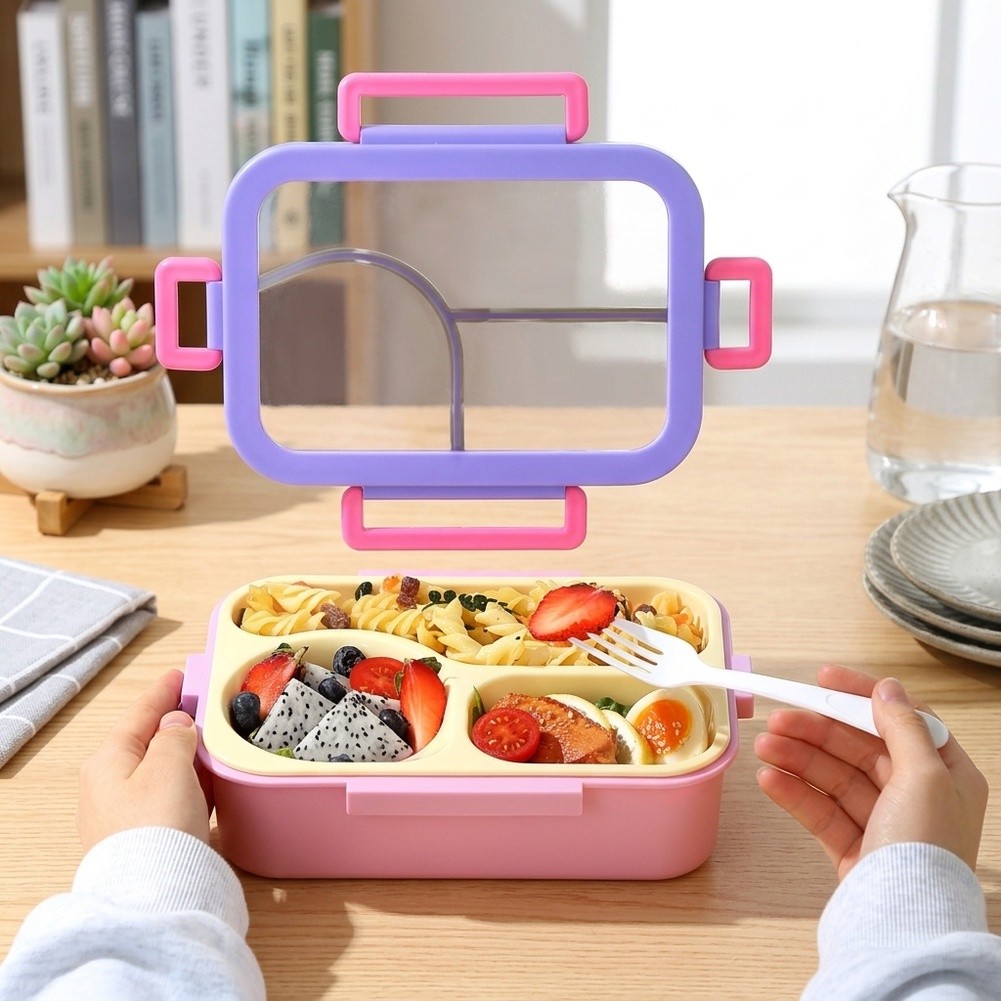 Meal Prep Kits - กล่องอาหารสแตนเลส 3 ช่อง ป้องกันการรั่วซึม สำหรับโรงเรียน ที่ทำงาน