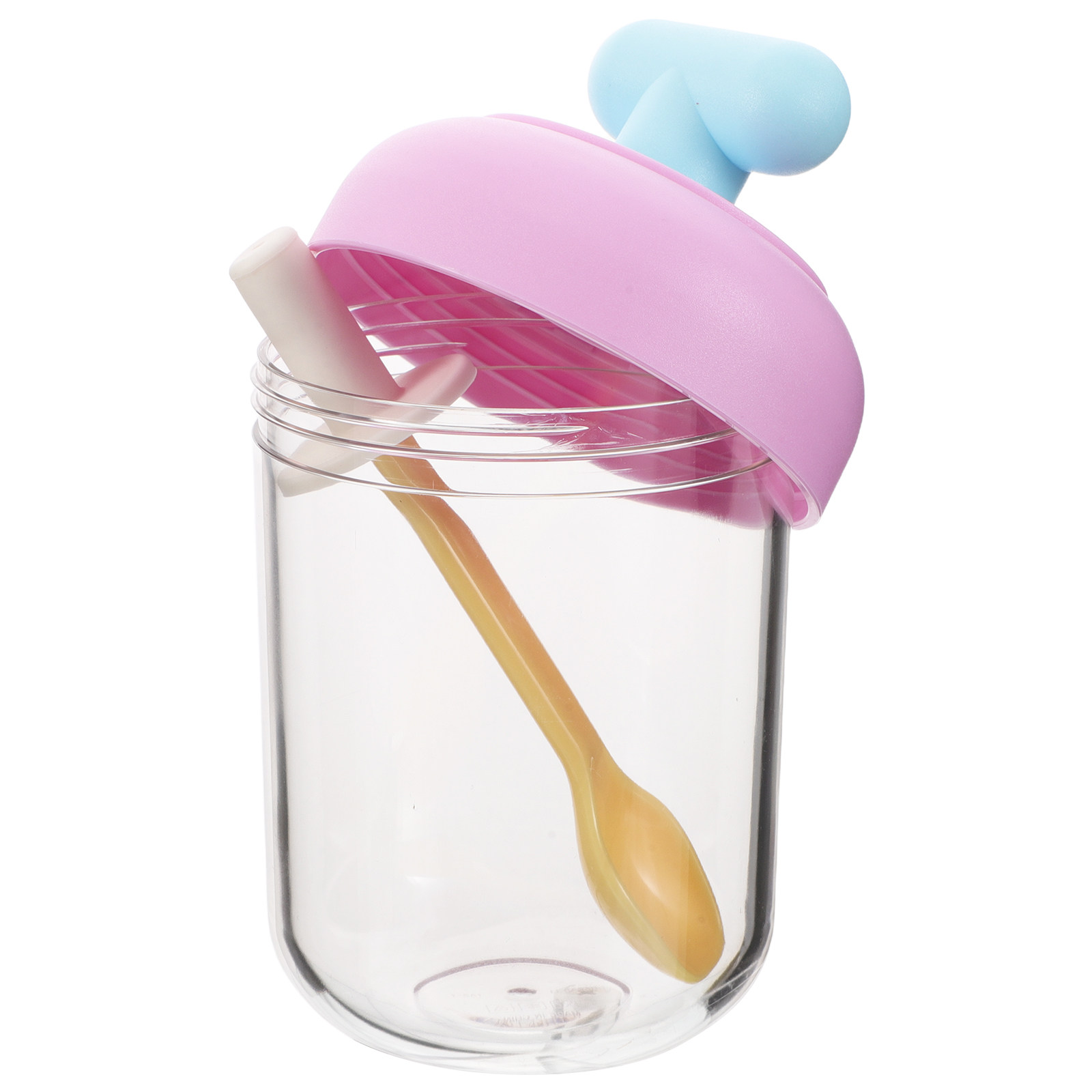 Meal Prep Jars With Lids - ถ้วยสลัดสองชั้นแบบพกพาพร้อมฝาปิดกันรั่วและช้อน ใช้ซ้ำได้สำหรับเตรียมอาหาร อาหารเช้า พาร์เฟต์ และโอ๊ตมีลข้ามคืน
