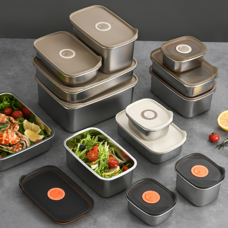 Meal Prep Kits - กล่องอาหารกลางวันสแตนเลส 304 พร้อมฝาปิด 1 ชิ้น กล่องเก็บอาหารในตู้เย็น