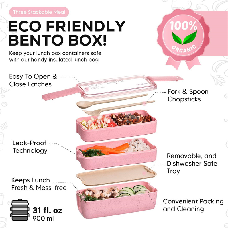 3-In-1ช่องข้าวสาลีฟางกล่อง Ben - Meal Prep Kits บทวิจารณ์และราคา