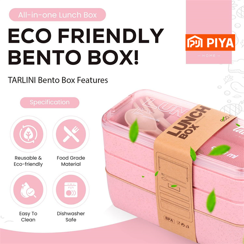 3-In-1ช่องข้าวสาลีฟางกล่อง Ben - Meal Prep Kits บทวิจารณ์และราคา